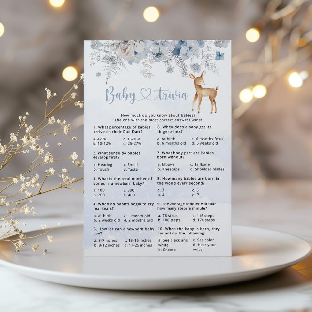 Winter blue silver deer baby trivia game (Creator Uploaded)