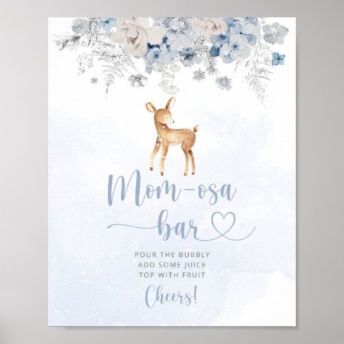 Winter blue silver deer cosy mom_osa bar Poster