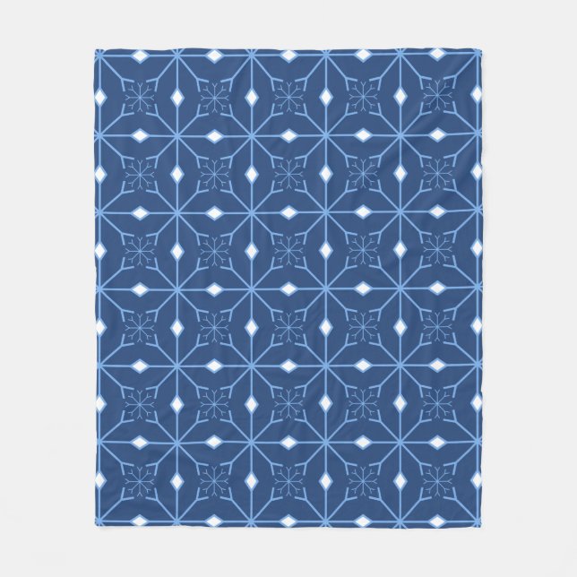 Winter Blue Snow and Ice Fleece Blanket (Front)