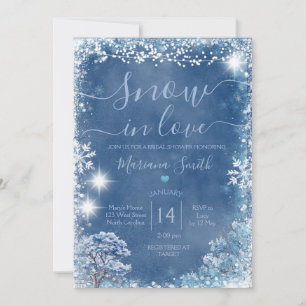 Winter Blue Snow in Love Tree Bridal Shower  Invitation