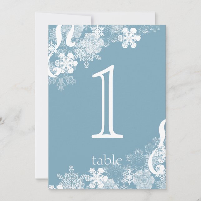 Winter Blue Snowflake Anniversary Table Number (Front)