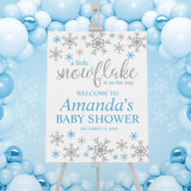 Winter Blue Snowflake Baby Shower Welcome Sign