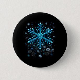 Winter Blue Snowflake Christmas Xmas Costumes Men Button