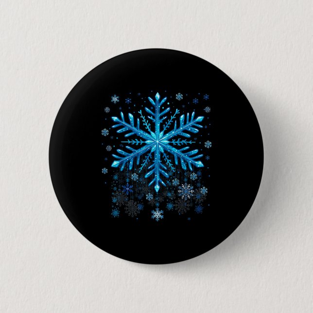Winter Blue Snowflake Christmas Xmas Costumes Men  Button (Front)
