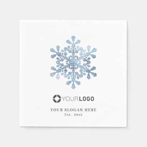 Winter blue snowflake company logo Christmas Napkins