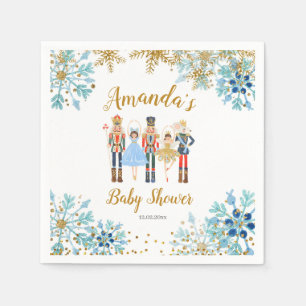 Winter Blue Snowflake Nutcracker Paper Napkins