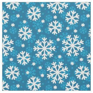 Winter Blue Snowflake Pattern Fabric