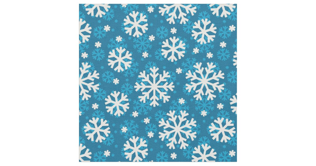 Winter Blue Snowflake Pattern Fabric | Zazzle