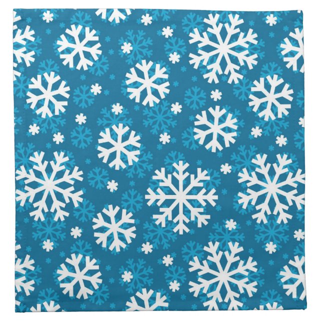 Winter Blue Snowflake Pattern Napkin (Front)