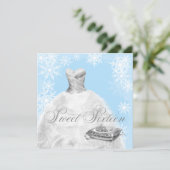 Winter Blue Snowflake Sweet Sixteen Party Invitation (Standing Front)