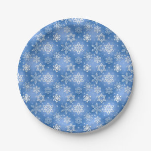 Winter Blue Snowflakes Paper Plates