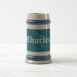 Winter Blue Snowflakes Personalized Beer Stein