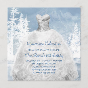 Winter Blue Snowflakes Quinceanera Invitations