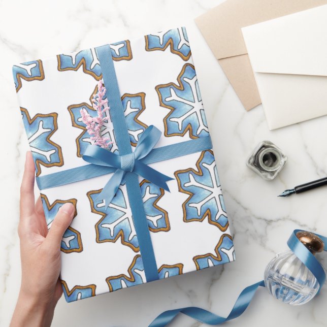 Winter Blue Snowflakes Sugar Cookie Holiday Snow Wrapping Paper (Gifting)