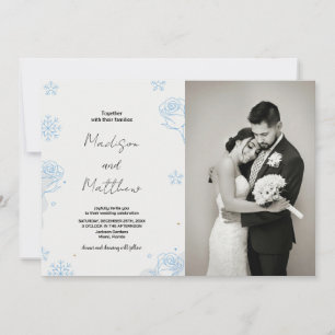 Winter Blue Snows Floral Wedding Invitations photo