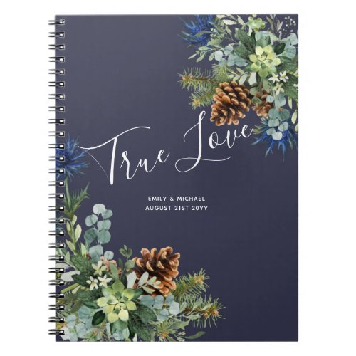Winter Blue Thistle Eucalyptus Wedding Wonderland Notebook
