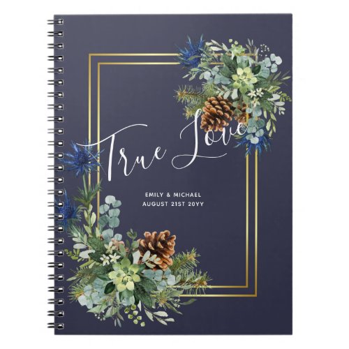 Winter Blue Thistle Eucalyptus Wedding Wonderland Notebook