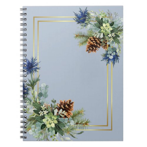 Winter Blue Thistle Eucalyptus Wedding Wonderland Notebook