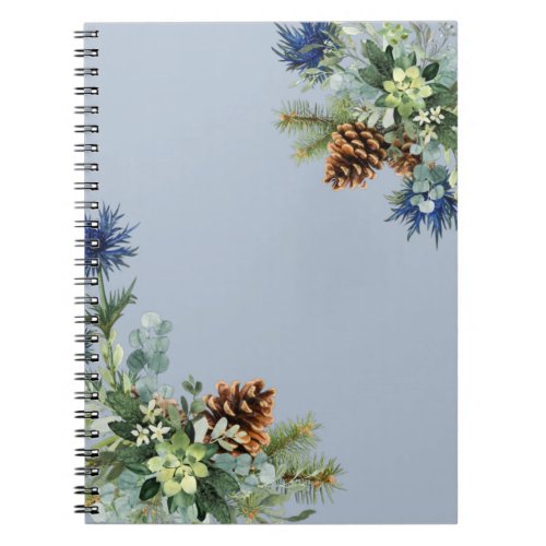 Winter Blue Thistle Eucalyptus Wedding Wonderland Notebook