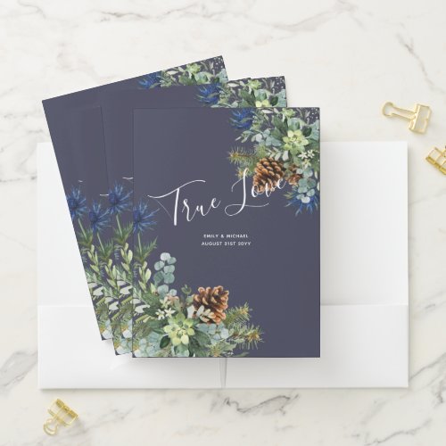 Winter Blue Thistle Eucalyptus Wedding Wonderland Pocket Folder