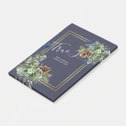 Winter Blue Thistle Eucalyptus Wedding Wonderland Post_it Notes