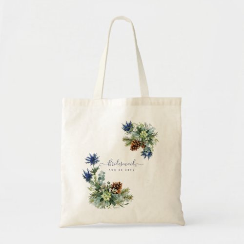 Winter Blue Thistle Eucalyptus Wedding Wonderland Tote Bag