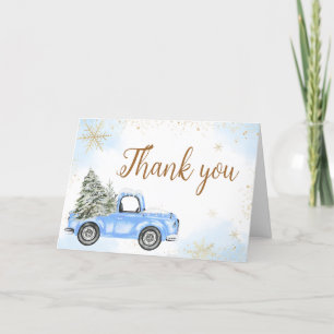 Winter Blue Truck Baby Shower Thank You Card