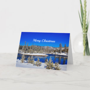 Winter Blue Water Snow Stream Photo Christmas Holiday Card