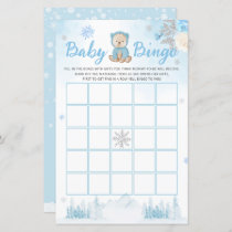Winter Blue Watercolor Baby Bingo Baby Shower Game