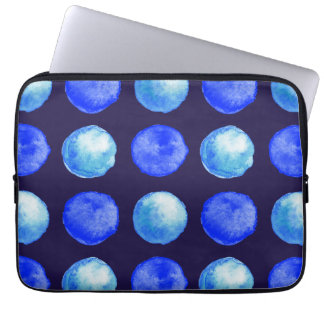 Winter Blue Watercolor Large Dots Pattern Laptop Sleeve