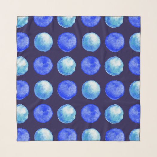 Winter Blue Watercolor Large Dots Pattern