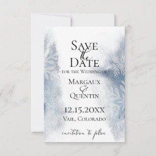 Winter Blue Watercolor Wash Save The Date Announcement