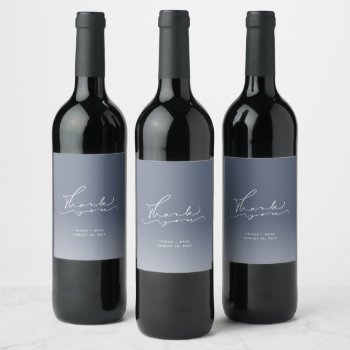 Winter Blue Wedding Thank You Favor Wine Label by stylelily at Zazzle