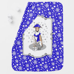 Winter Blue Whippet Snow Scarf - Fawn & white Cute Baby Blanket