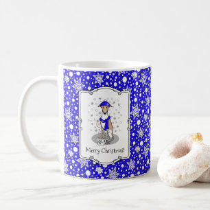 Winter Blue Whippet Snow Scarf - Fawn & white Cute Coffee Mug