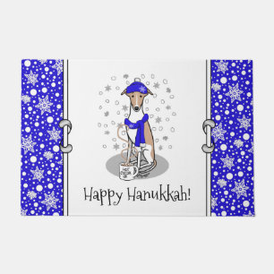 Winter Blue Whippet Snow Scarf - Fawn & white Cute Doormat