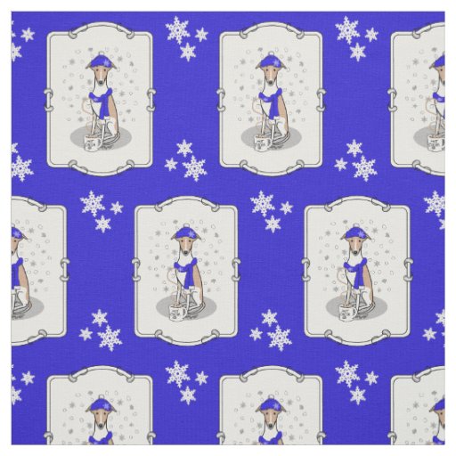 Winter Blue Whippet Snow Scarf - Fawn & white Cute Fabric