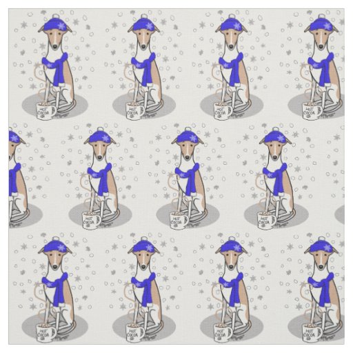 Winter Blue Whippet Snow Scarf - Fawn & white Cute Fabric