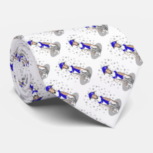 Winter Blue Whippet Snow Scarf - Fawn & white Cute Neck Tie