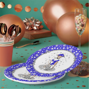 Winter Blue Whippet Snow Scarf - Fawn & white Cute Paper Plates