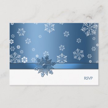Winter Blue & White Snowflake Rsvp Cards by weddingsNthings at Zazzle