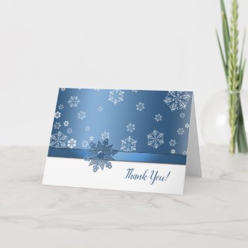 Winter Blue & White Snowflake Thank You Cards by weddingsNthings at Zazzle