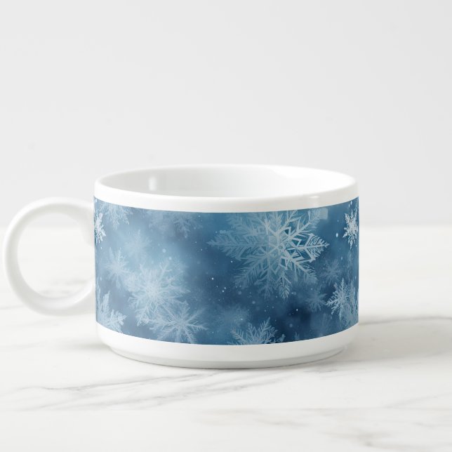 Winter Blue White Snowflakes Christmas Bowl (Right)