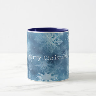 Winter Blue White Snowflakes Christmas Mug
