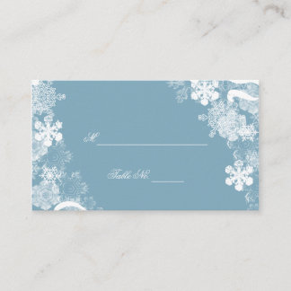Winter Blue White Snowflakes Wedding Place Cards