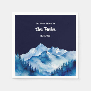 Winter Blue White Snowy Mountains Bridal Shower Napkins