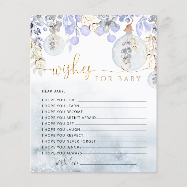 Winter blue Wishes for baby card (Front)