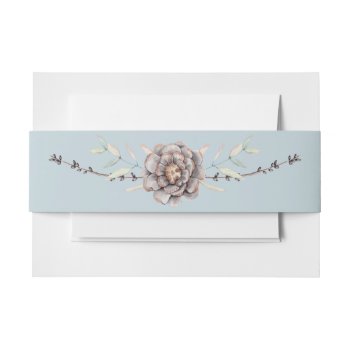 Winter Blue With Pine Cones Watercolor Wedding Invitation Belly Band by Myweddingday at Zazzle