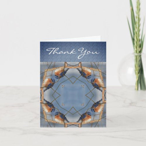 Winter Bluebird Abstract Art Thank You Card