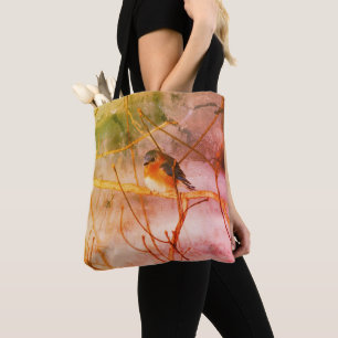 Winter Bluebird Abstract Distressed Tote Bag